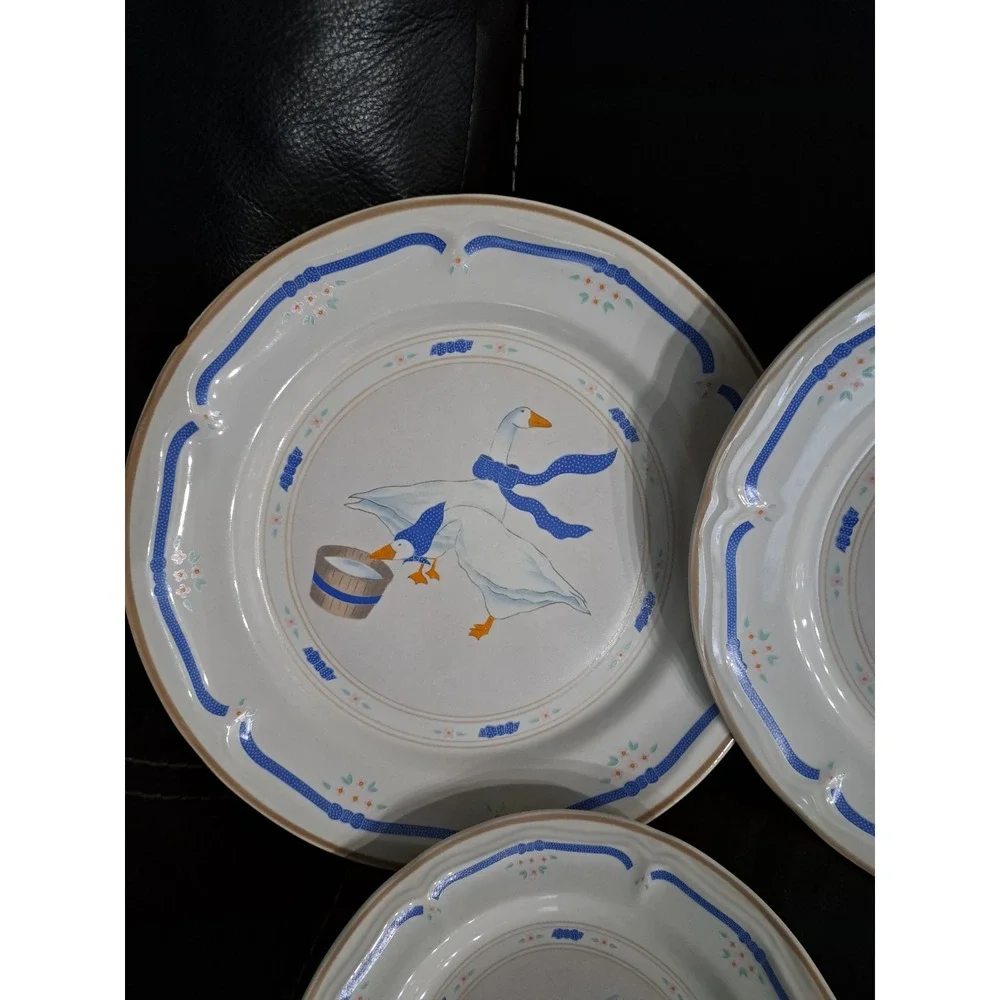 Vintage Kitchen NEWCOR Stoneware Countryside Geese Cottage Farmhouse‎ Dish Set